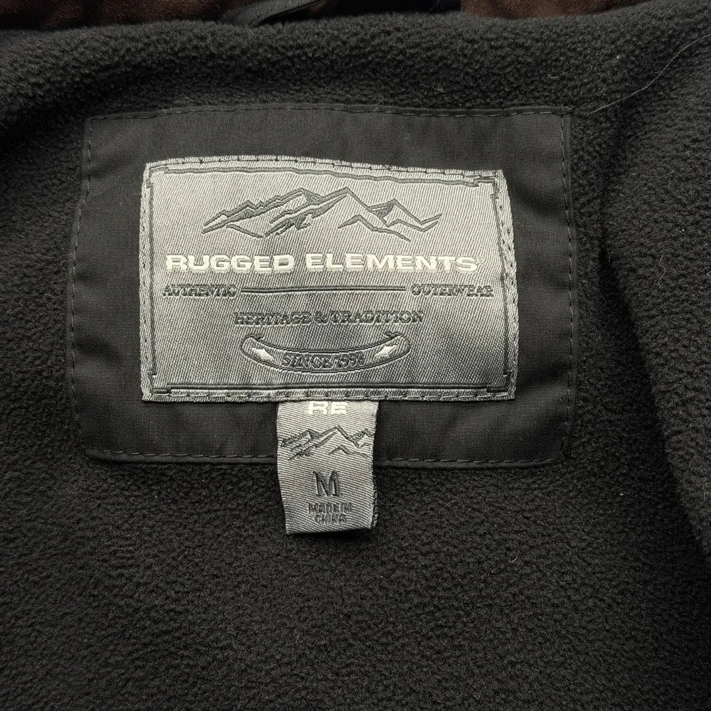 Rugged Elements Jacket Mens Medium‎ Black Insulated Parka Full Zip Pockets